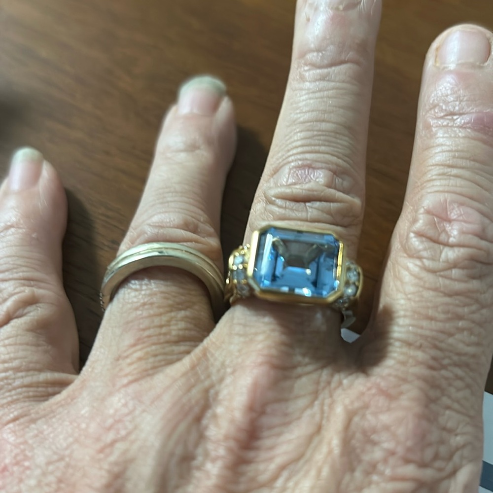 Blue topaz and ruby GP .925 silver